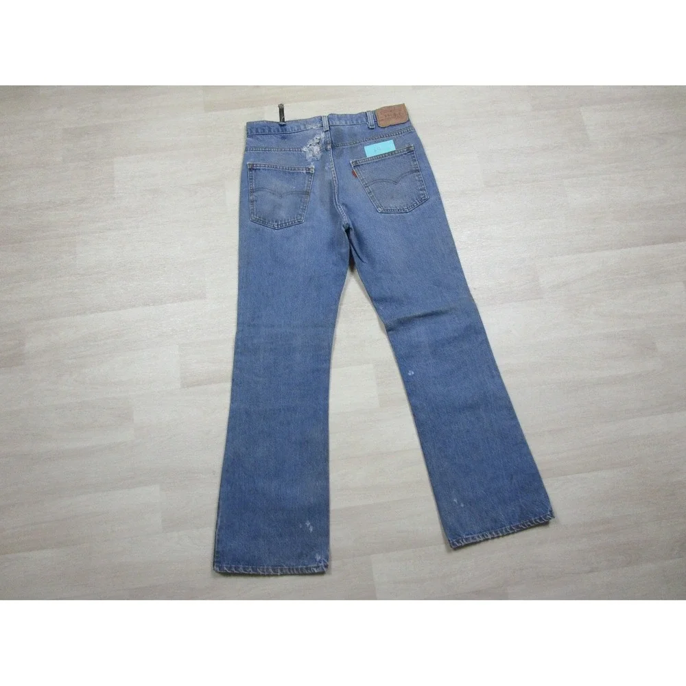 Vintage 80s Levis 517 Jeans Mens 32x30.5 Orange Tab Bootcut Saddleman Distress 9